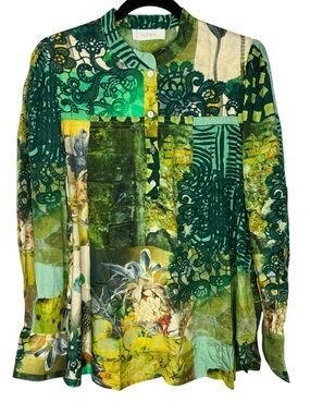 New NOEN Artsy Patchwork Women’s Blouse Size 12 Maximalist Lightweight Flowy